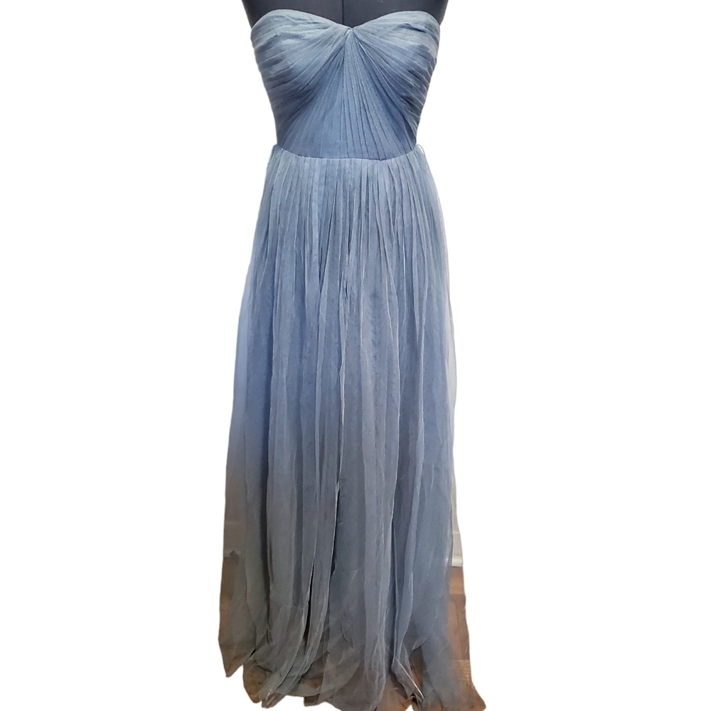 Adrianna Papell Mesh Pleated Sleeveless Evening Gown Sage Green Size 4